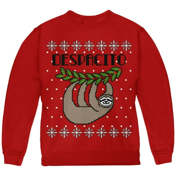 Despacito Means Slowly Sloth Funny Ugly Christmas Sweater Youth Sweatshirt Red YXL