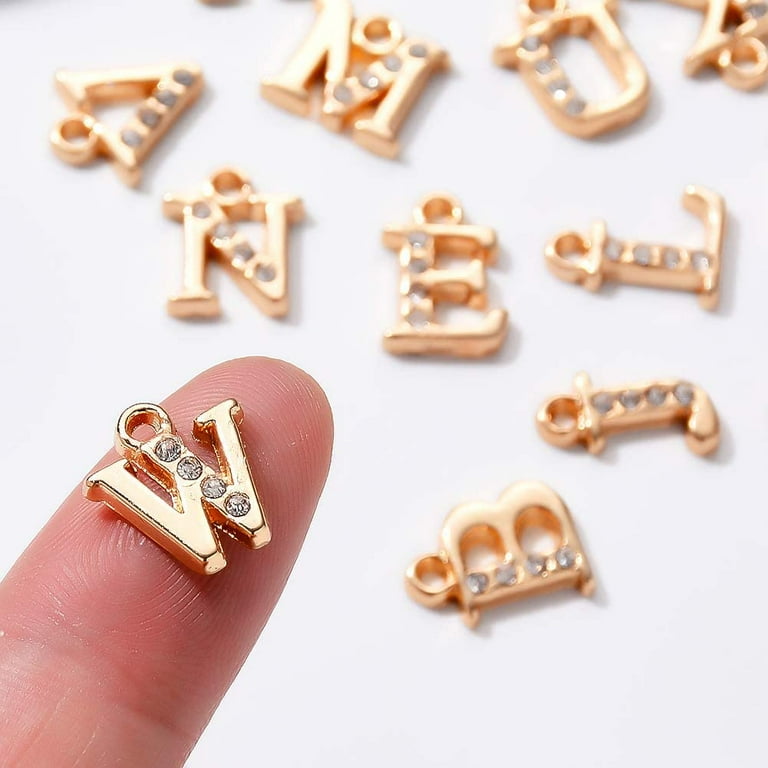 26pcs/set Real Gold Plated Zircon Initial Letter Charms,cz Pave Letter  Charm,tiny Letter Charms,words Bracelet/necklace Diy,letter Finding 