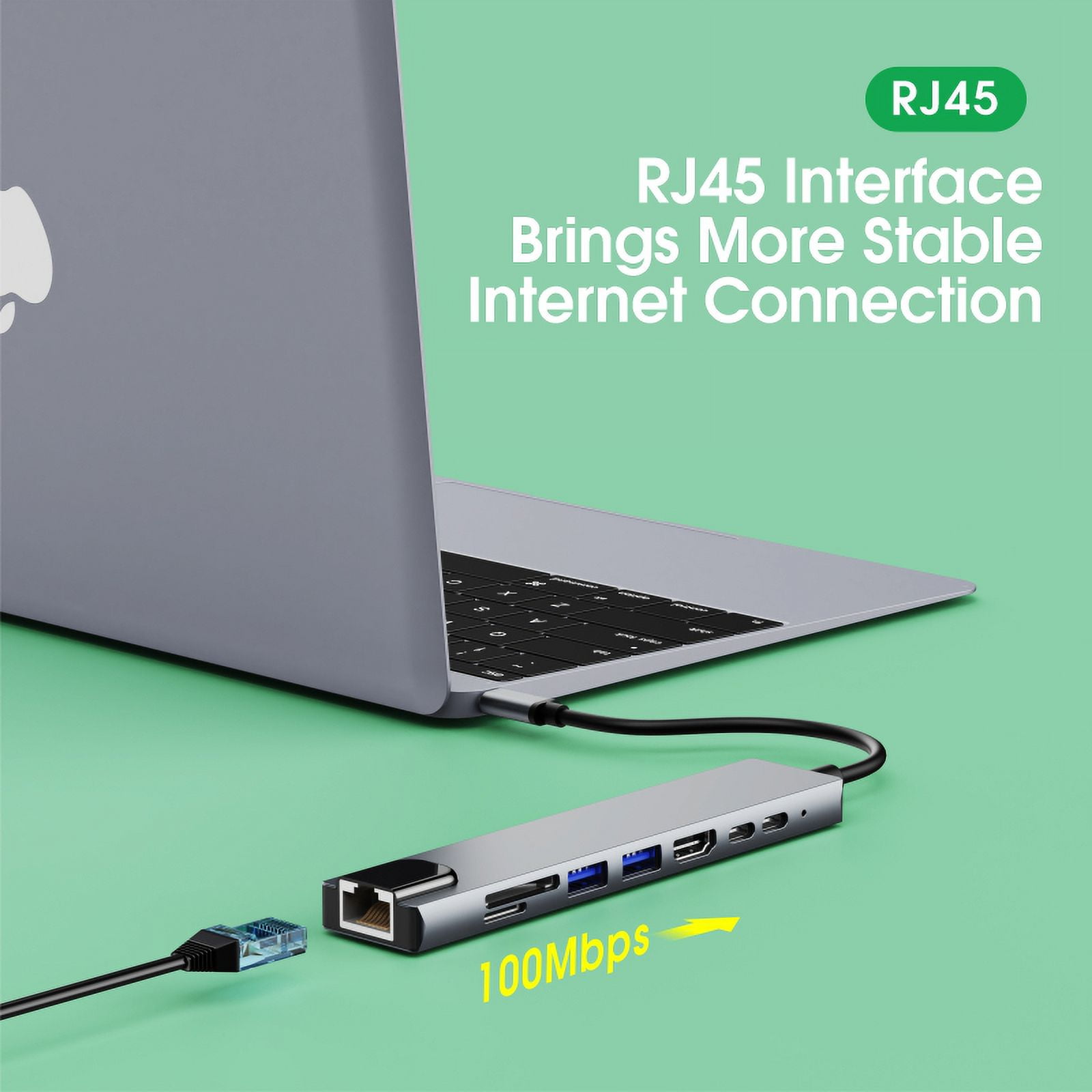 DOONJIEY  Usb Type C Hub 8 in 1 USB Hub Multi Function Adapter for MacBook Pro Type C Windows Laptops