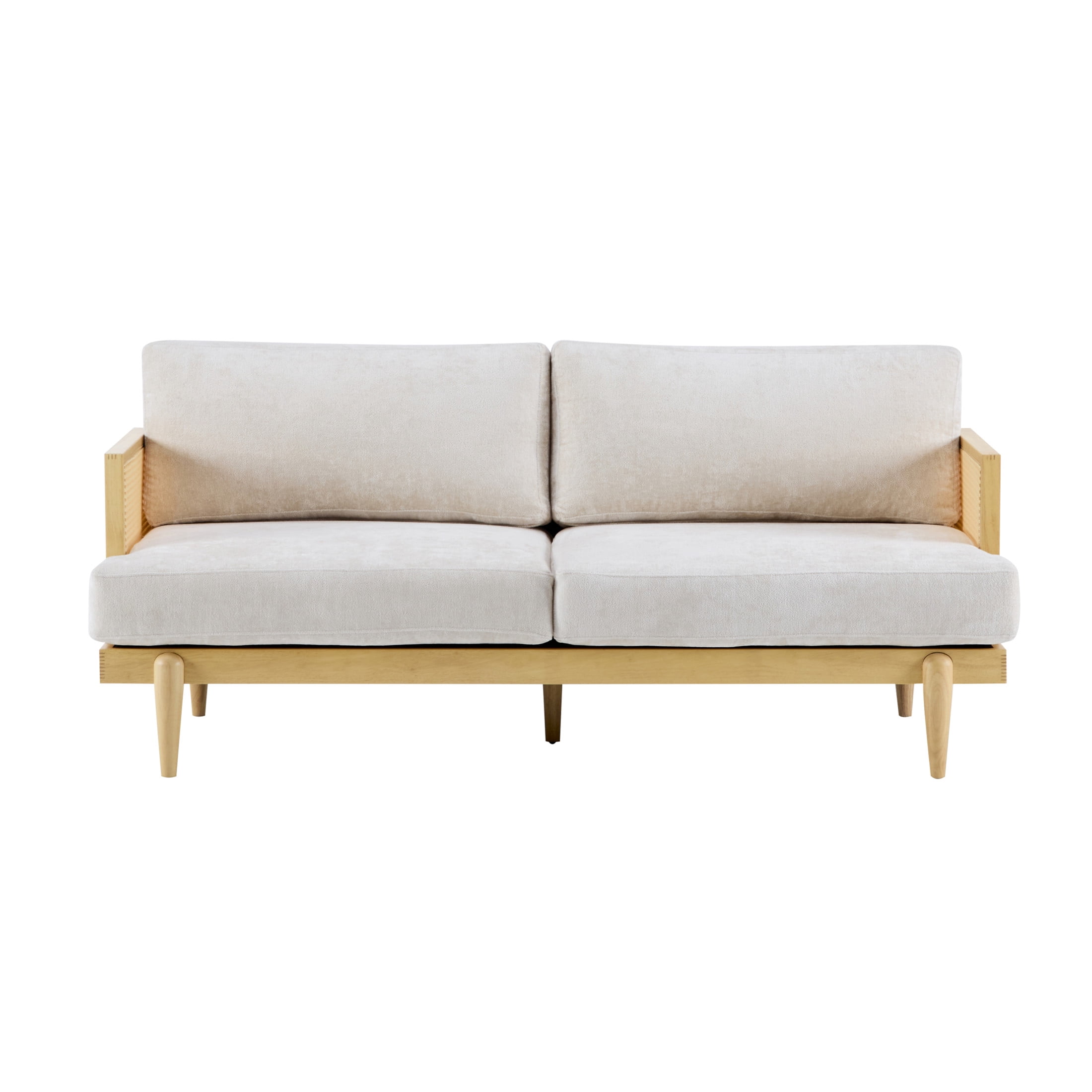 Christopher Knight Home Vintage 72“ Rattan 3-Seat Sofa with Solid Wood Frame, High-Rebound Cushions, Natural