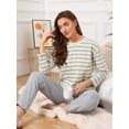 thumbnail image 3 of DARING DIVA Lounge Cotton Striped Long Sleeve Pants Set Sleepwear XS Stripe, 3 of 7
