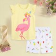thumbnail image 2 of NIEWTR Toddler Baby Girl Summer Clothes Fly Sleeve Solid Color Tops and Elastic Waist Shorts Sets 2 Piece Infant Outfits 2t 3t 4t Baby Girl Gifts(Yellow,2-3 Years), 2 of 8