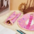 thumbnail image 5 of 2Pcs Donut Pencil Case HolderRoll 8.8 Inch Canvas Pencil Pouch Donut Canvas PenRoll Up Case Round Pencil Holder Pancake Stationery Pencil Wrap, 5 of 9