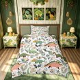 thumbnail image 3 of meiyoeat Boho Floral Dinosaur Twin Duvet Cover for Kids Boys Girls, Jungle Botanical Twin Bedding, White Green, Reversible, 2 Pieces, 1 Duvet Cover and 1 Pillowcase, 3 of 6