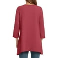 thumbnail image 4 of Red Tshirts for Women Casual Loose Round Neck Mid Length Sleeve Ladies Top Asymmetrical Summer Tops, 4 of 4