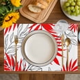 thumbnail image 4 of Red Leaves Placemats Set of 4, Abstract Modern Geometric Lines Simple Art Placemats for Dining Table, Place Mats for Kitchen Tabletop, Waterproof Wipeable Dining Table Mats Set, 4 of 9