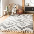 thumbnail image 2 of SAFAVIEH Moroccan Tassel Dawson Geometric Shag Area Rug, Grey/Ivory, 6'7" x 9'2", 2 of 7
