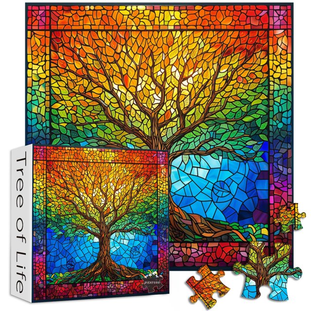 Puzle de vidrieras PICKFORU 1000 piezas Tree of Life