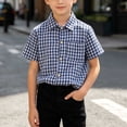 thumbnail image 6 of Guluxicc Button Up Shirts for Kids Boys Short Sleeve Checkered Lapel Tops Casual Summer Breathable Plaid Button Up Shirts, 6 of 6