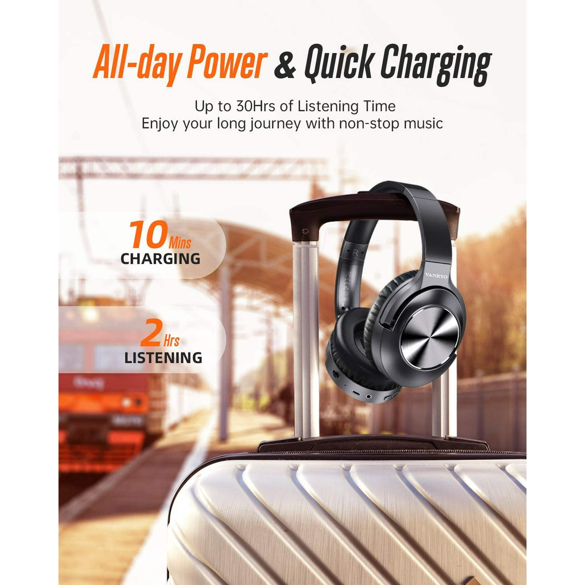 axGear Active Noise Cancelling Headphones VANKYO C750 Wireless Bluetooth Headphones Over Ear Headset Walmart