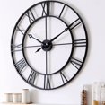 thumbnail image 2 of 30 Inch Large Wall Clock Modern, Oversized Roman Numeral Decorative Black Metal Wall Clock for Living Room Decor,House Warming Gifts New Home,Gifts for Women, 2 of 19