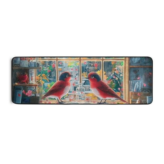 Two Cute Birds Runner Rug for Hallways Kitchen Non Slip 2'x 6' Washable Hall Carpet for Bedroom Entryway Laundry Room