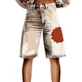 thumbnail image 2 of Women's Casual Pants Flare Denim Shorts For Women Wide Leg Denim Shorts Woman Vintage Floral Print High Waisted Straight Stretch Pants With Pockets,Yellow Women's Casual Pants XXXL, 2 of 4
