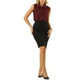 thumbnail image 2 of INSPIRE CHIC Women's Work Bodysuit Tops Button Down Sleeveless Leotard Shirt 2XL Wine Red, 2 of 5