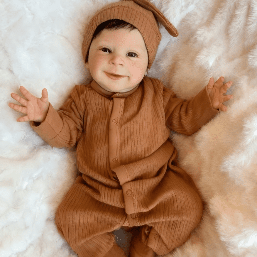 iCradle Lovely Smiling Lifelike Reborn Baby Dolls Girl 18 Inch 46 cm Cuddly Newborn Babies Handmade Cloth Body Implanted Hair Xmas Birthday Gift for Kids 3+
