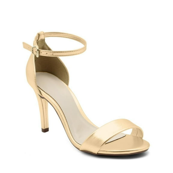 Gold Open Toe Stiletto Heel