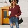 thumbnail image 4 of Clearance under $5 JINMGG V Neck Sweaters for Women Fall Winter Clearance,Women's Casual Fashion Long-Sleeved Color Turn-down Sweater Loose Pullover Lapel Sweater, 4 of 9