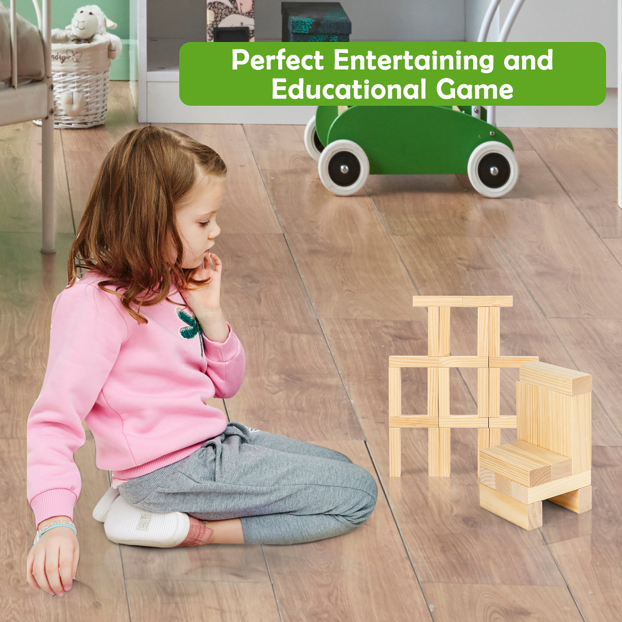 Hey! Play! Giant Wood Block Stacking Game Jumbo Pine Wood Blocks Outdoor  Backyard Entertainment for the Family and Kids (54-Piece) 301572CGU - The  Home Depot