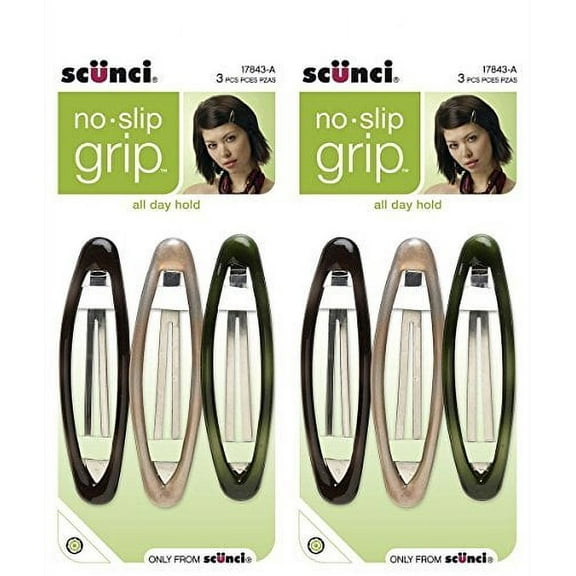 Scunci No-slip Grip Oval Snap Clips, 3 Count