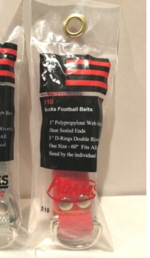 Adams USA Bucks Football Belt 1” Polypropylene Web 60' Scarlet NEW