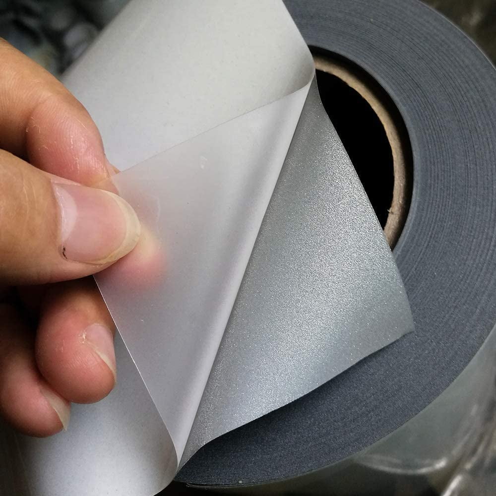 INTBUYING 1Yard 20" Width Silver Reflective Light Heat Transfer Vinyl Heating Press Shiny