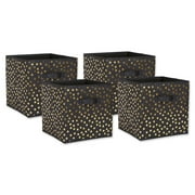 DII Non Woven Polyester Storage Bin, Polka Dot, Black & Gold, Small Set of 4