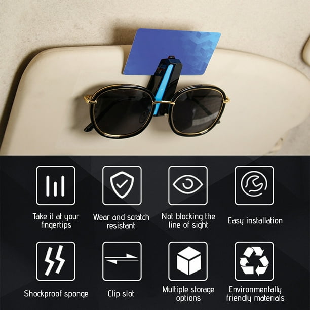 SDNall Car Multi-Function Eyeglass Holder for Visor, Sunglasses