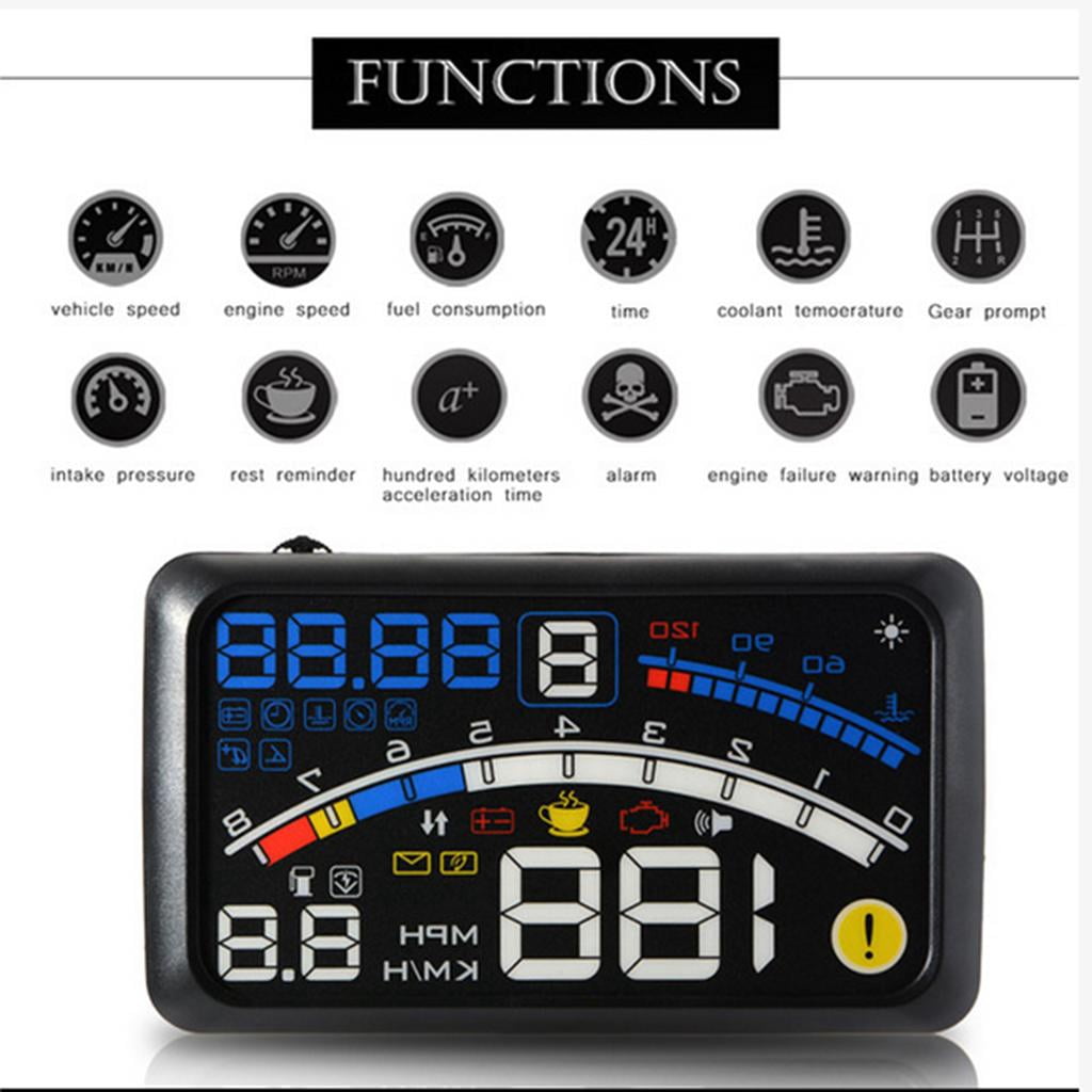 HUD Head Up Display Per Auto OBD2 – Tachimetro Con Allarme Velocità, Avviso Stanchezza E Direzione GPS - 3