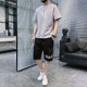 thumbnail image 3 of Conjunto de dos piezas para hombre, para correr, con letras, para trotar, color blanco, camisetas Kpop, pantalones cortos, trajes para hombre, ropa de verano, moda 2024, 3 of 5