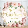 thumbnail image 1 of Floral Butterfly God Bless Circle Baptism Backdrop, 1 of 5
