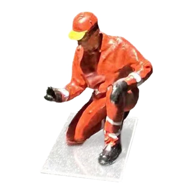 Accesorios para gasolineras en miniatura a escala 1/64 para oficinas y aficionados. Auxiliar de gas en cuclillas