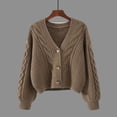 thumbnail image 2 of LIaqionyy Cardigan Sweaters for Women Fashion V Neck Long Sleeve Cable Knit Sweater Button down Spring Outwear, 2 of 5