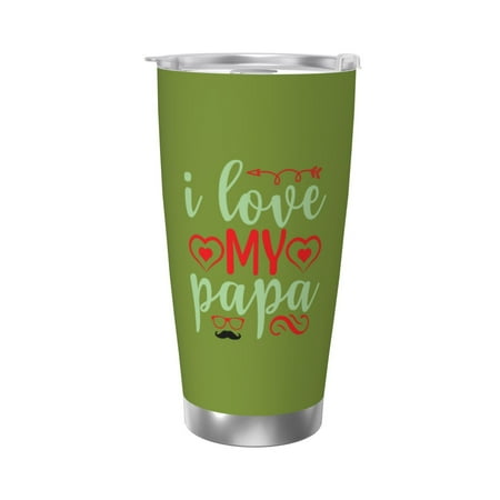 

I love my papa (2) 20 Oz Water Bottle Insulated Tumblers Stainless Steel Cups Double Wall Tumbler with Lid