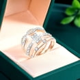 thumbnail image 2 of 3PC Geometría Rosa de Oro Diamante de imitación Cubic Zirconia Anillo de compromiso de novia Geometría Diamante de imitación Anillo completo Zirconia Solitaire 6 10, 2 of 8