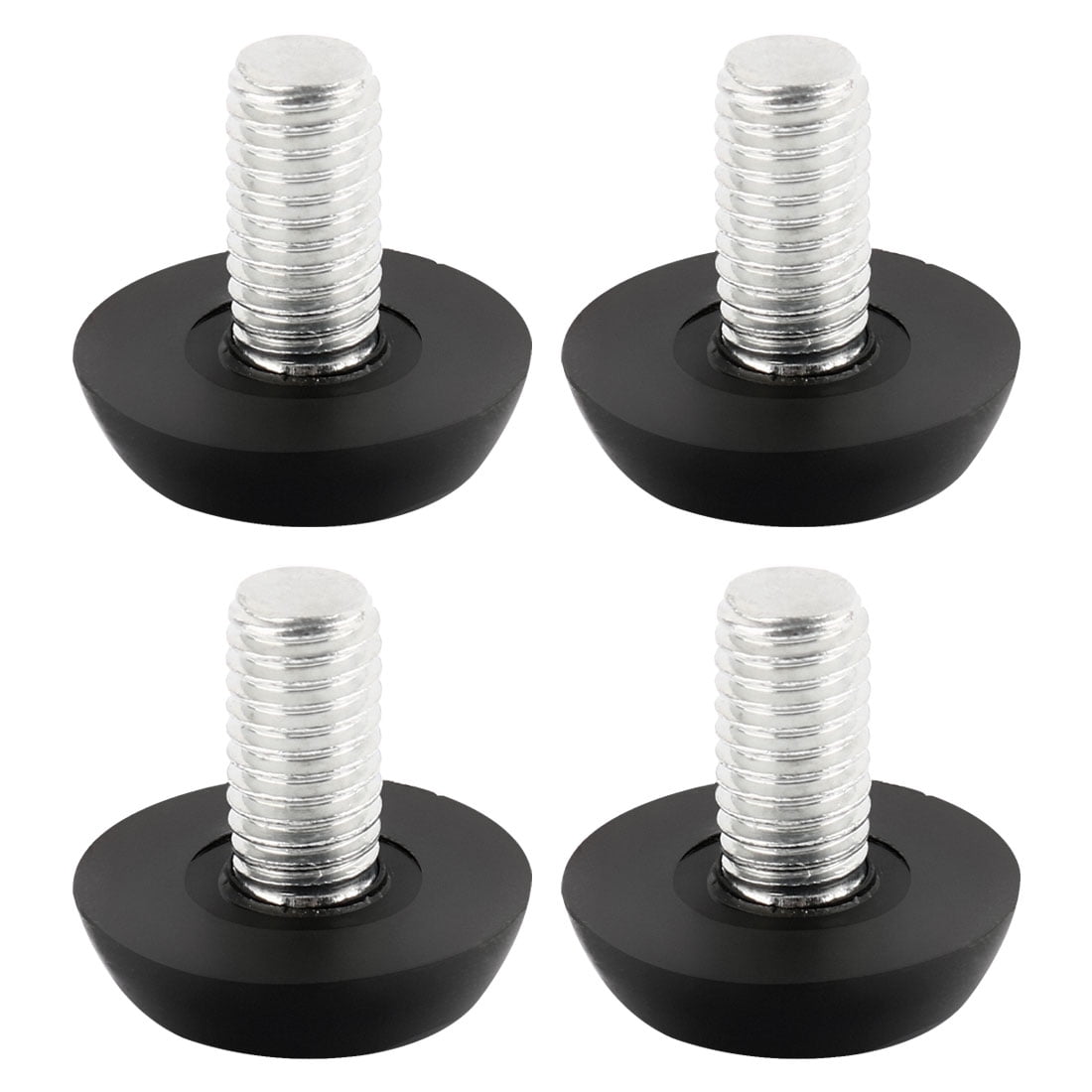 23mm Dia Base 8mm Thread Screw On Type Furniture Glide Leveling Foot Black 4pcs