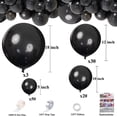 thumbnail image 4 of Kit de arco de guirnalda de globos negros YONGSHENG 107 piezas 5 10 12 18 pulgadas, 4 of 5