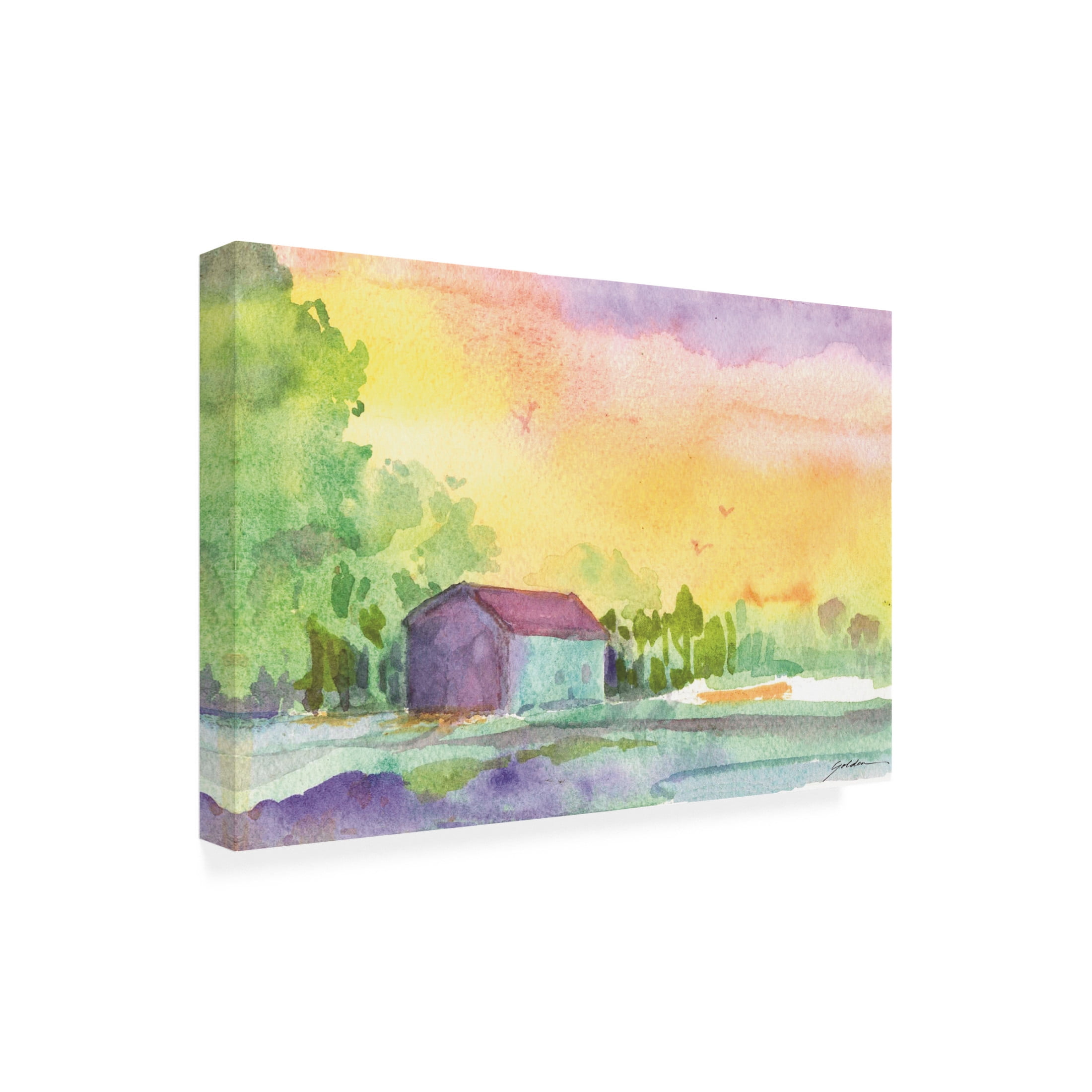 Canvas Wall Art - Sheila Golden 'Boathouse 2' Wall Art for Living Room, Bedroom, or Office Décor by Trademark Fine Art - 19 x 12 Inches