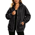 thumbnail image 7 of qafoshin Denim Jacket for Women Zipper Hooded Drawstring Denim Coat Oversized Long Sleeve Fall Trendy Outfits, 7 of 7