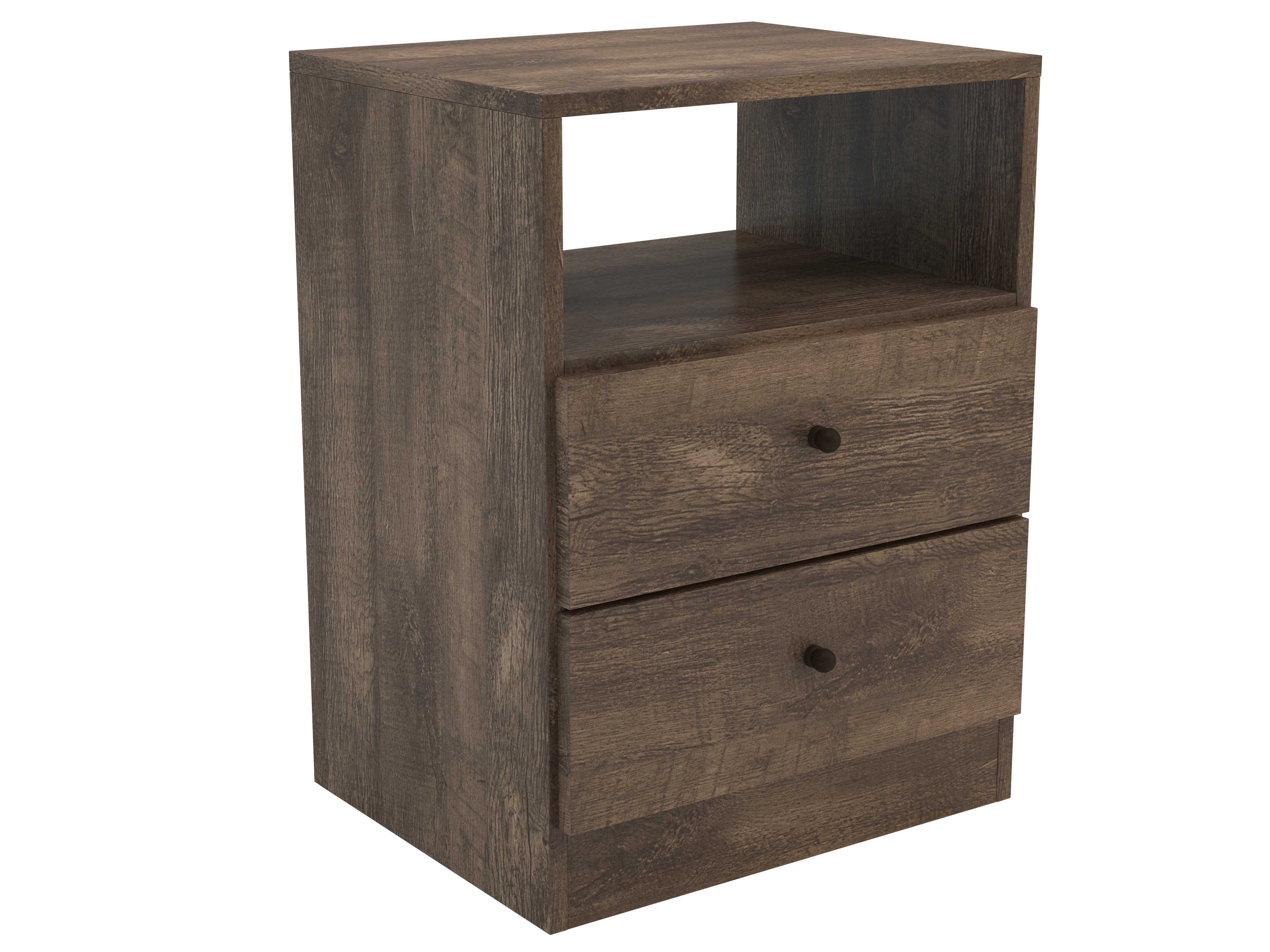 Midtown Concept Jersey 2-Drawer Bedside Nightstand Table, Brown