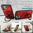 thumbnail image 6 of Elegant Choise Magnetic Case with Ring Kickstand for iPhone 16 Pro Max/16 Pro/16 Plus/16 Dual-layer Full Protective Phone Cover, Red, 6 of 9