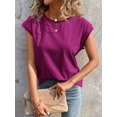 thumbnail image 5 of Womens Round Neck Solid Batwing Sleeve Tee Summer Blouse For Women, 5 of 6
