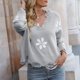 thumbnail image 3 of Suéter De Invierno Lady Jumper Top Loose Hole Suéter para mujer Sólido Cómodo Ropa de uso diario Traje de calle Cgtredaw Gris S para Mujer, 3 of 5