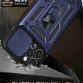 thumbnail image 2 of Compatible with iPhone 13 Pro Max Case with Sliding Camera Lens Cover and Ring Kickstand Heavy Duty Military Grade Protection Phone Shockproof Back Cover for iPhone 13 Pro Max, Blue, 2 of 7