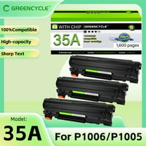 GREENCYCLE 3 Pack Compatible for HP 35A CB435A Black Toner Cartridge Replacement with HP Laserjet P1005 P1006 P1009 Printer