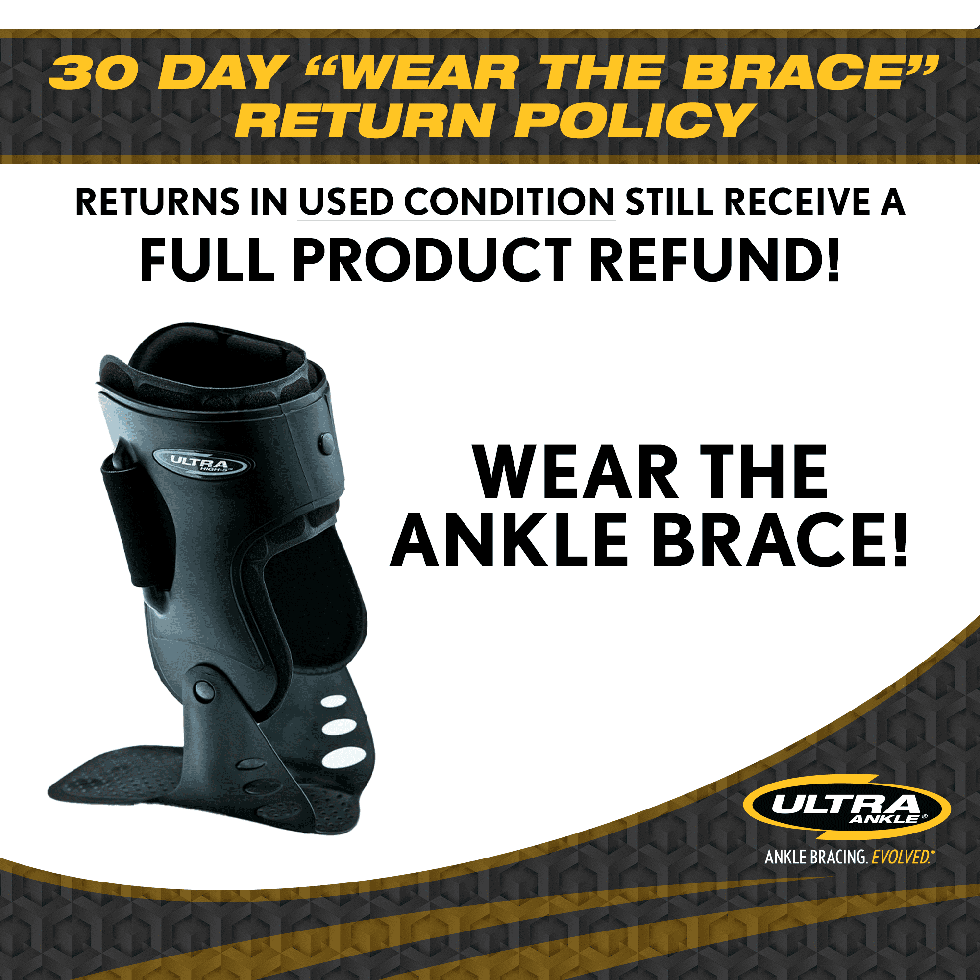 Ultra High-5® Support Ankle Brace - Everyday Stability Gear for Chronic Ankle Instability - Small