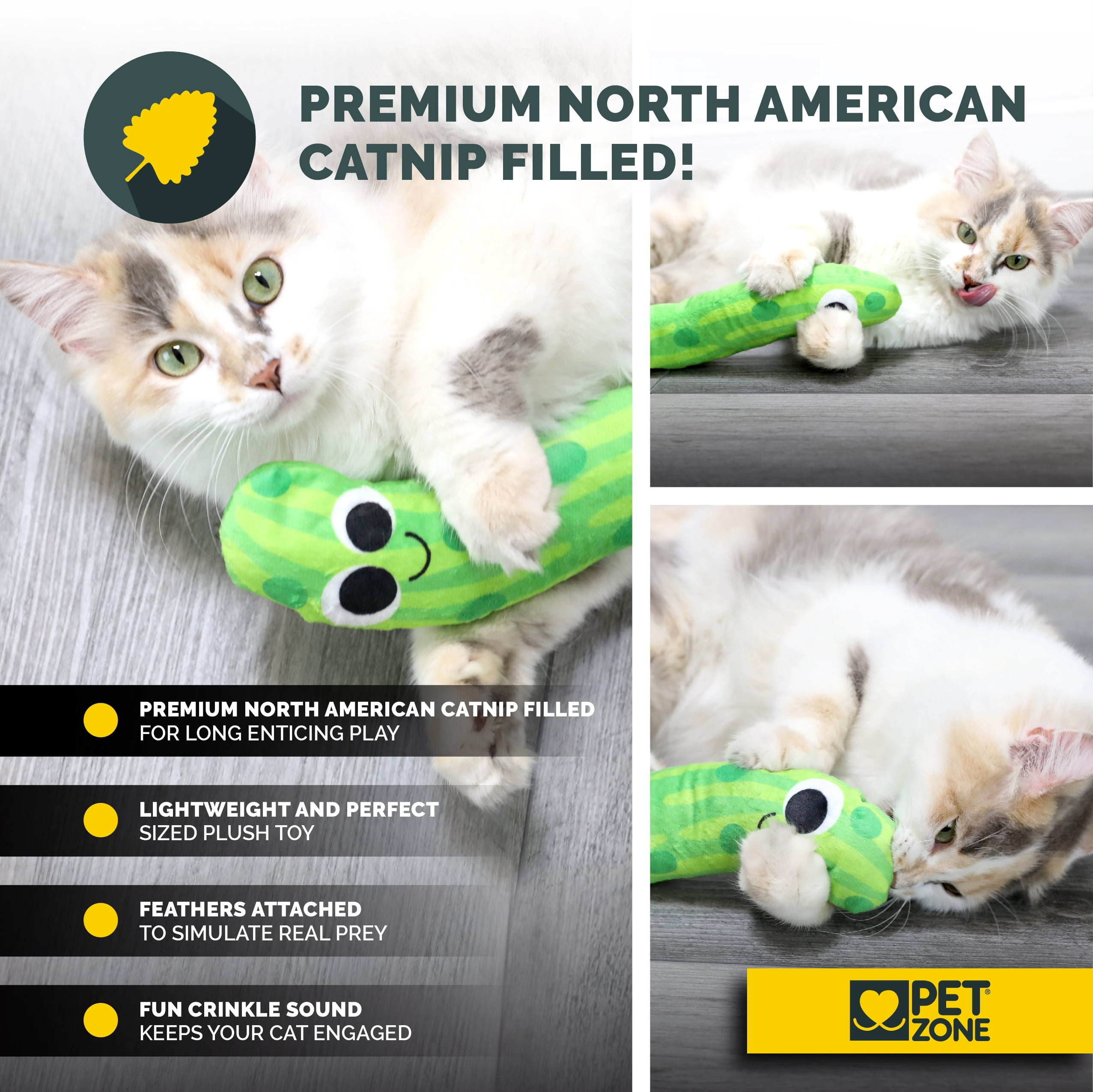 Pet Zone Catnip Jumbo Pickle Kicker Cat Toy, Green
