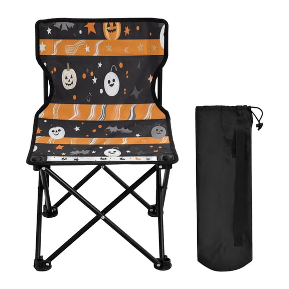600D Oxford Camping Chair Portable Foldable Chair Supports 220 lbs for Picnic, Fishing, Backpacking Halloween Stripes Element
