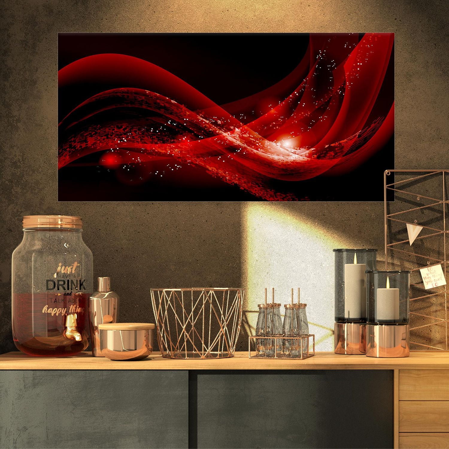 Designart Dark Red Vector Canvas Wall Art