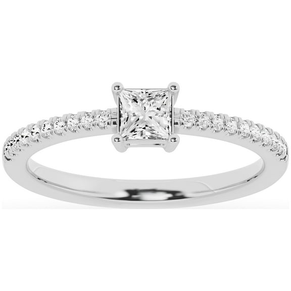 Unique Moments 0.50 ct Lab Grown Princess Cut Diamond Engagement Solitaire Ring 10K White Gold