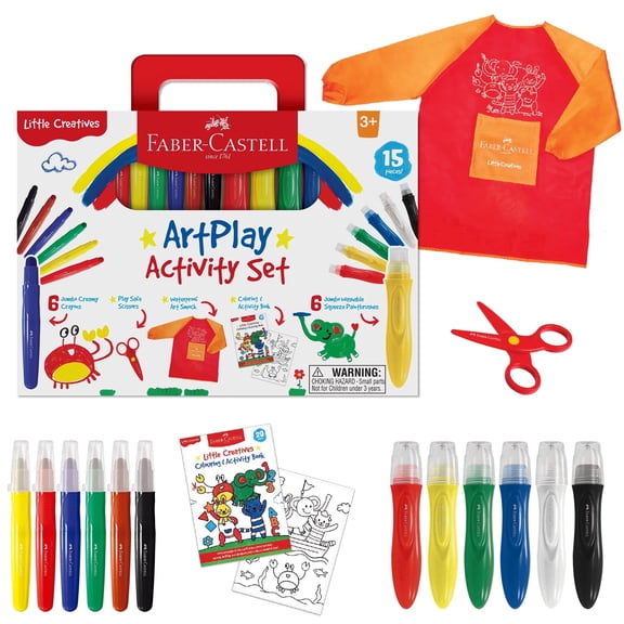 Faber-Castell Little Creatives ArtPlay Set: Great Back to School Art Supplies with Coloring Book & Crayons, Birthday Gifts Ages 3-5